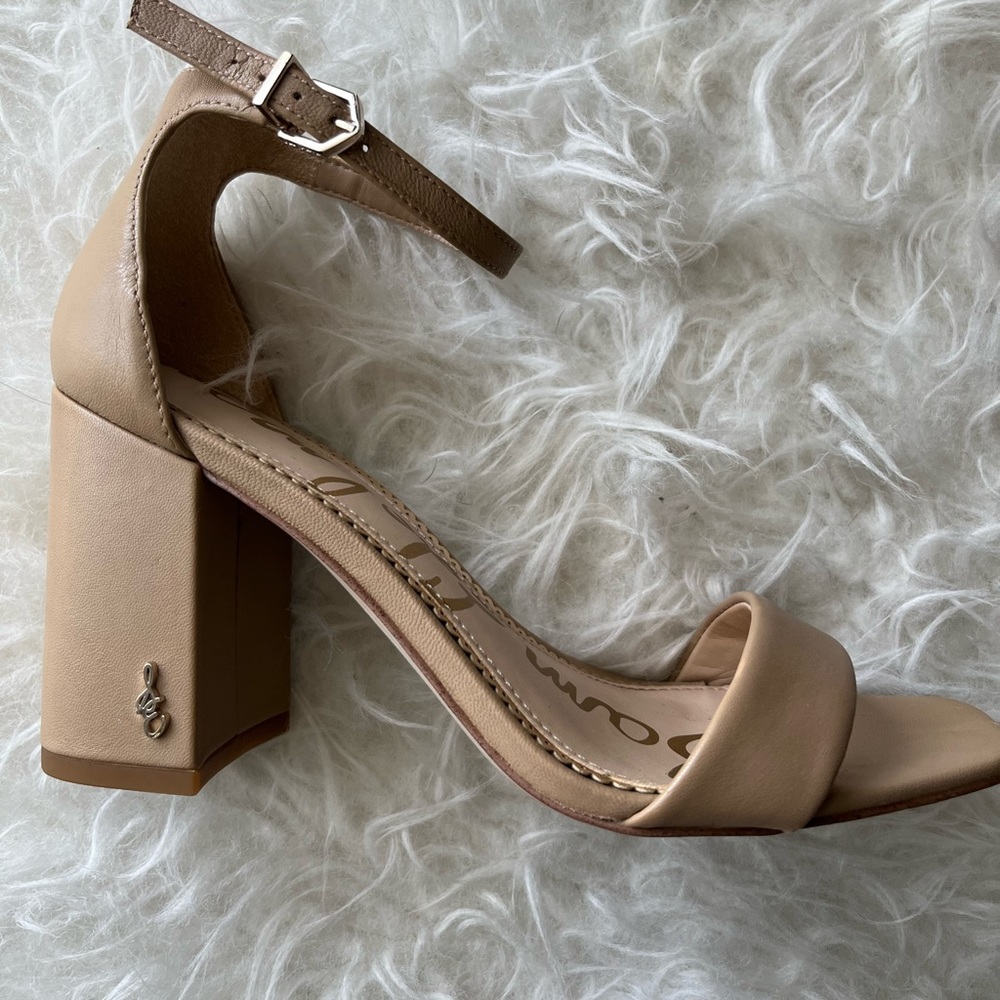 Sam Edelman Daniella Soft Beige Leather Block Heel Sandal